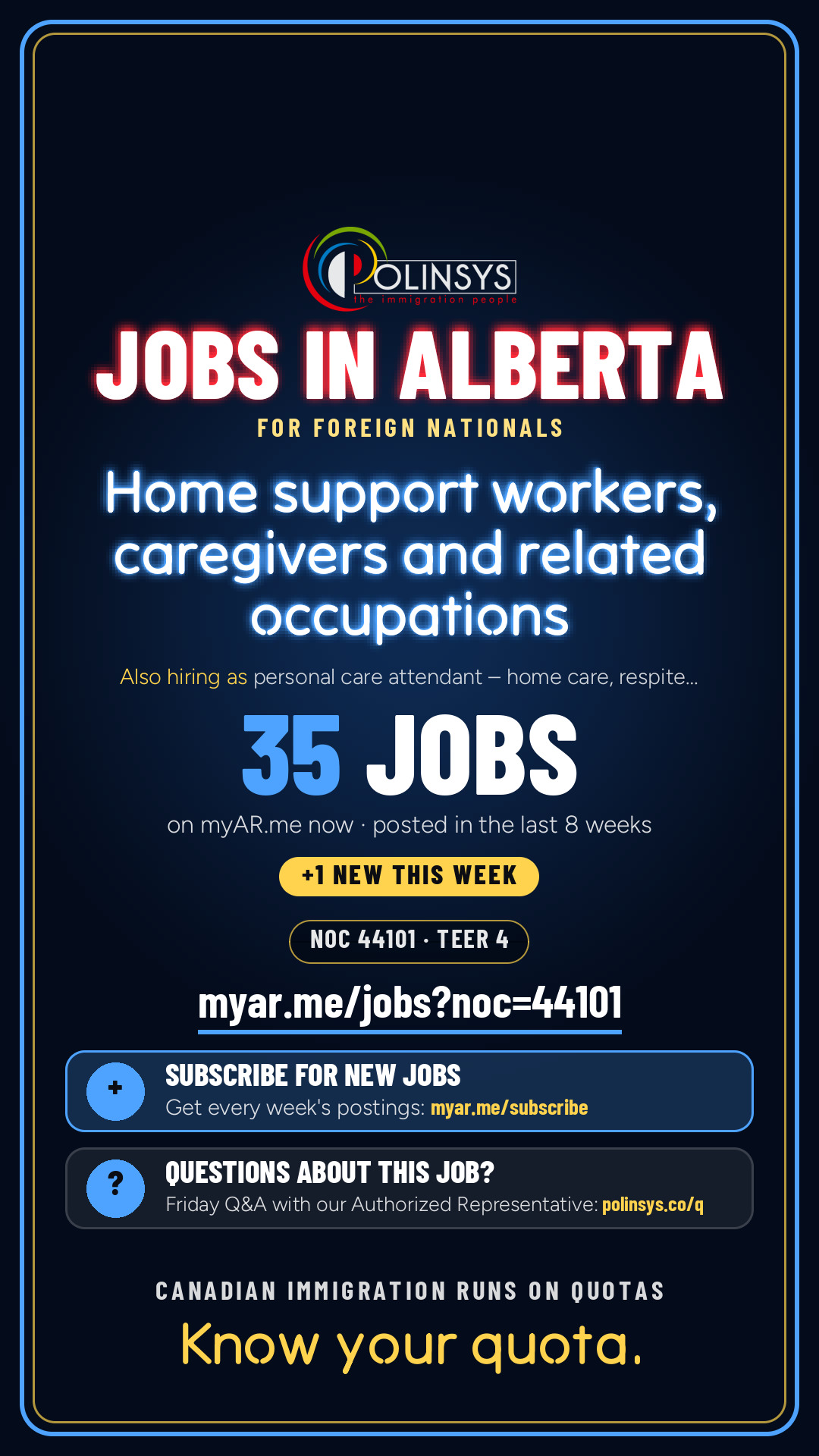 Job card: Home support workers, caregivers and related occupations (NOC 44101) — 35 jobs on myAR.me