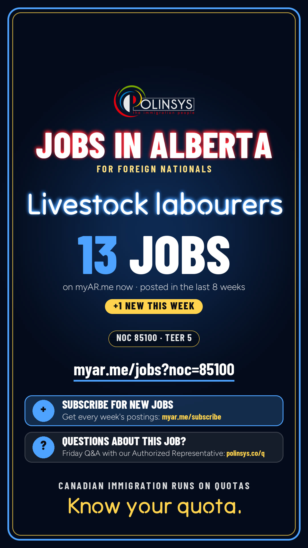 Job card: Livestock labourers (NOC 85100) — 13 jobs on myAR.me