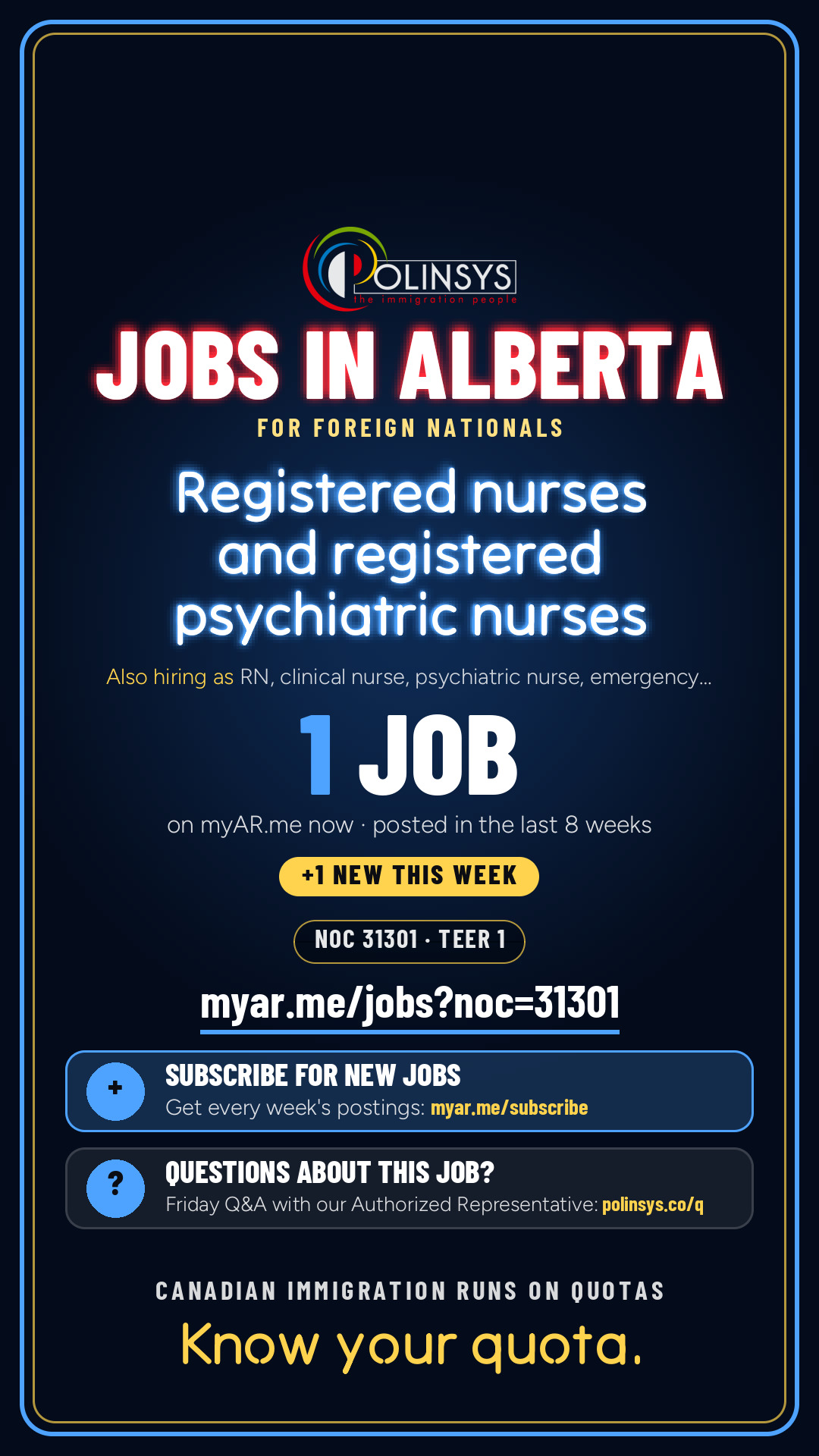 Job card: Registered nurses and registered psychiatric nurses (NOC 31301) — 1 jobs on myAR.me