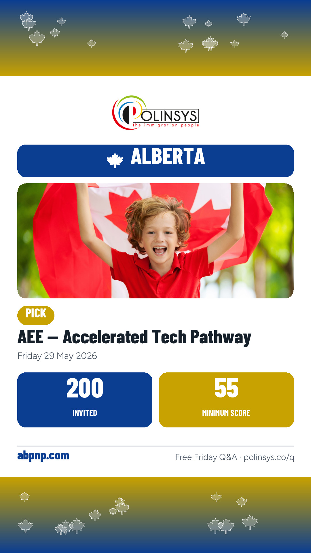 AEE — Accelerated Tech Pathway — 200 invitations, minimum score 55, 29 May 2026