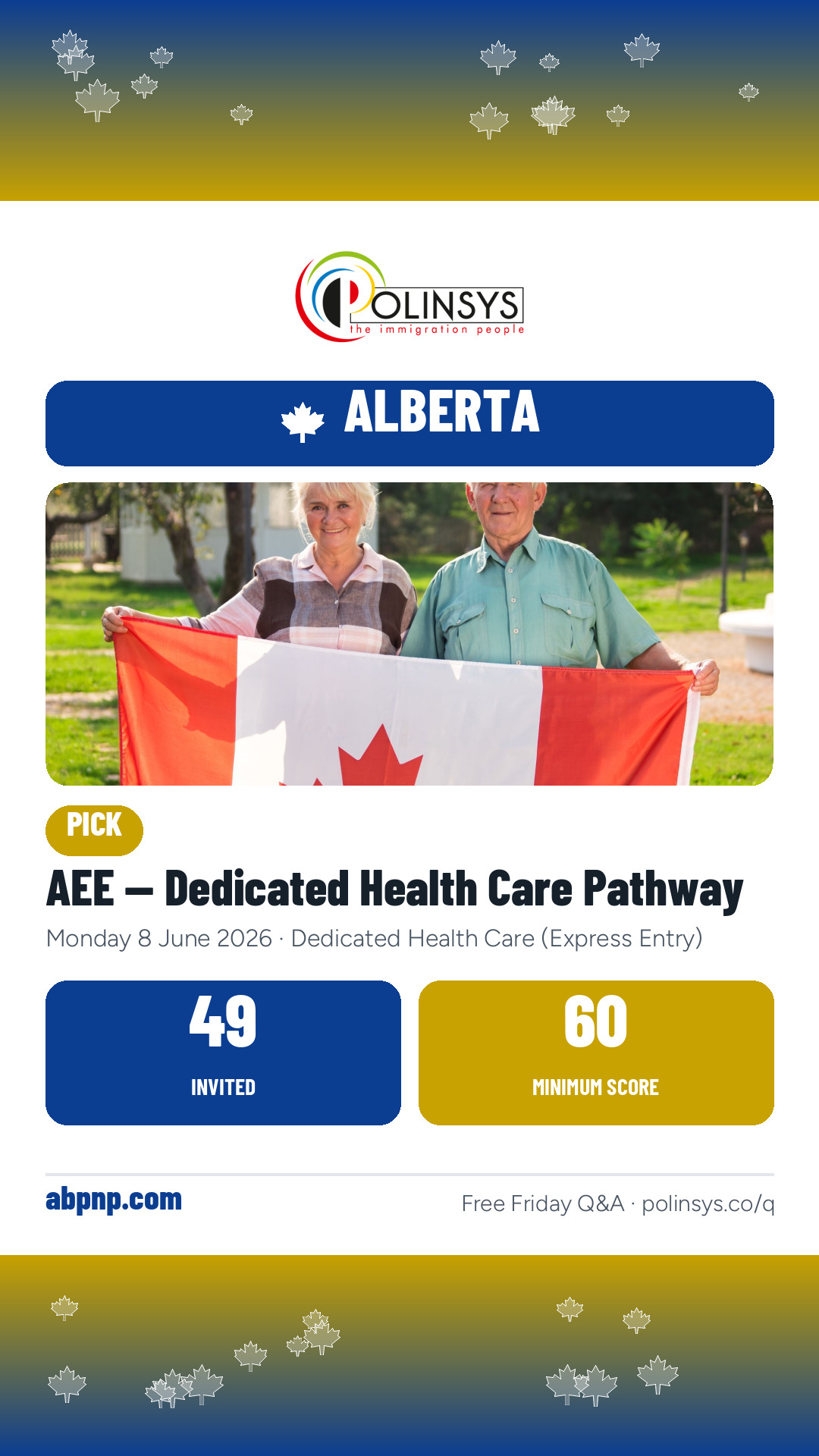 AEE — Dedicated Health Care Pathway — 49 invitations, minimum score 60, 8 June 2026