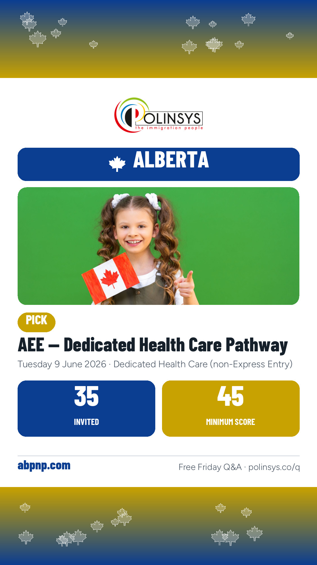 AEE — Dedicated Health Care Pathway — 35 invitations, minimum score 45, 9 June 2026