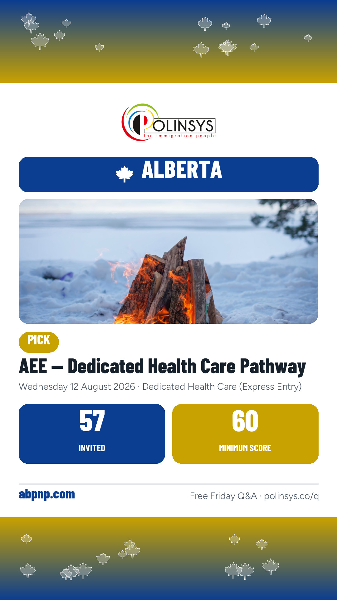 AEE — Dedicated Health Care Pathway — 57 invitations, minimum score 60, 12 August 2026