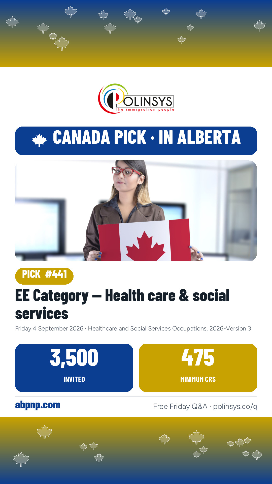 EE Category — Health care & social services — 3,500 invitations, 4 September 2026 — in Alberta